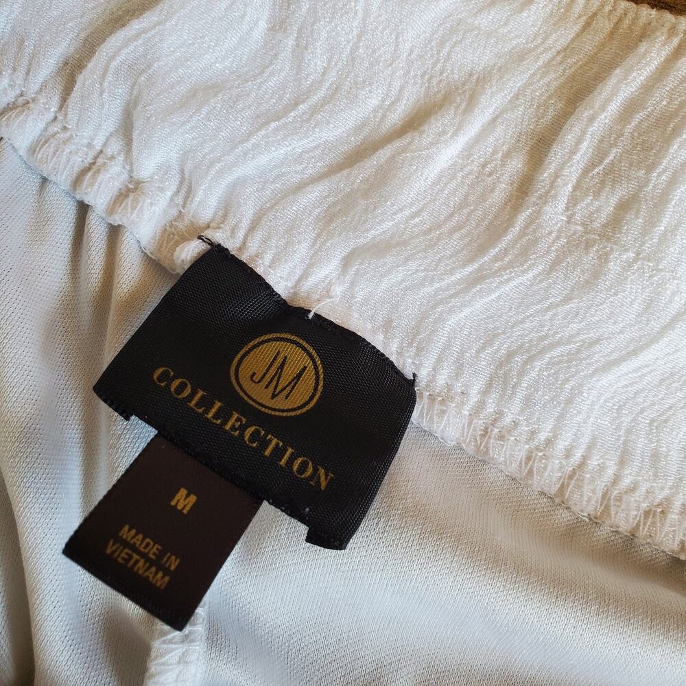 JM Collection Pants Size Medium White Lined Wide Leg Elastic Waist - Picture 4 of 6